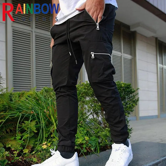 Rainbowtouches Cargo Pants 2022 New Sweatpants Men's Pants Zip Pocket Men Pants Casual Stretch Fabric Running Men's Trousers