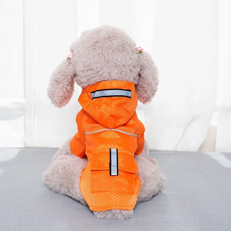 S-XL Creativity Pets Clothes Hooded Raincoats Reflective Strip Dogs Rain Coats Waterproof Outdoor Breathable Net Yarn Jackets