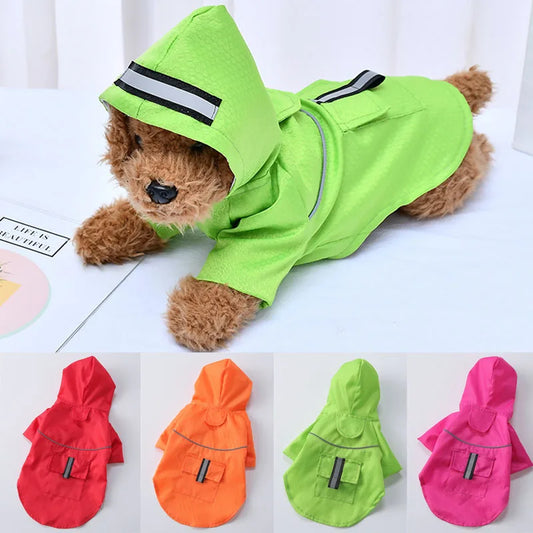S-XL Creativity Pets Clothes Hooded Raincoats Reflective Strip Dogs Rain Coats Waterproof Outdoor Breathable Net Yarn Jackets