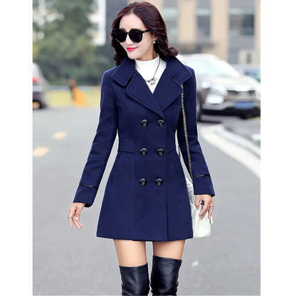 UHYTGF Winter 2023 Wool Coat Chic Double-breasted Elegance
