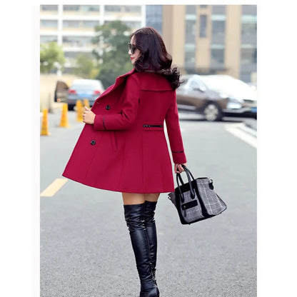UHYTGF Winter 2023 Wool Coat Chic Double-breasted Elegance