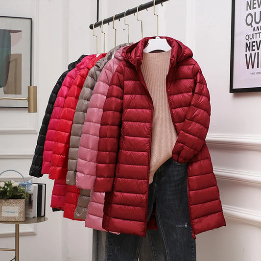 Women's Hood Detachable Winter Coat - Stylish & Lightweight