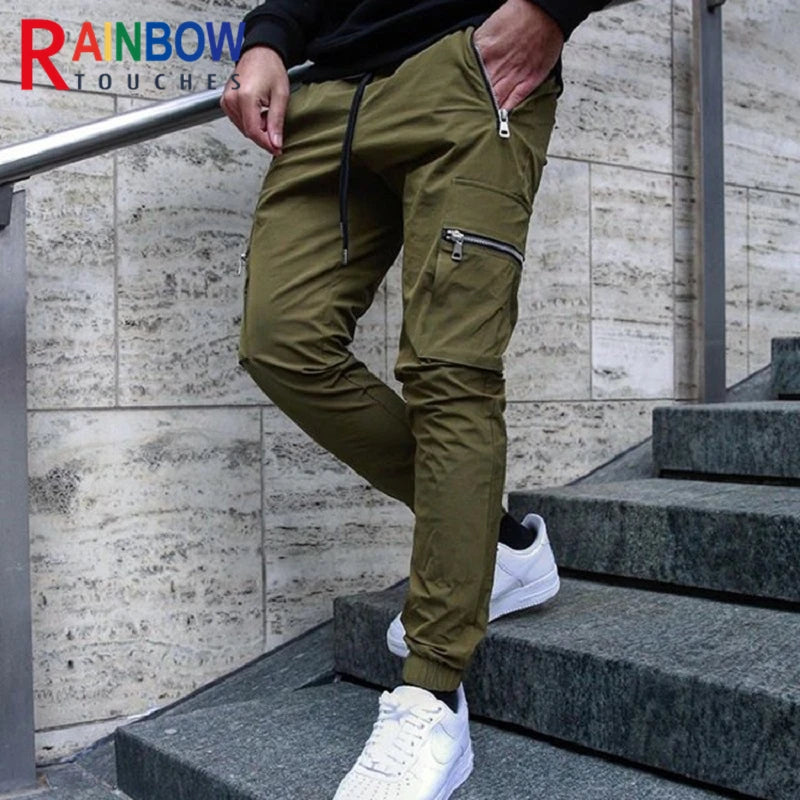 Rainbowtouches Cargo Pants 2022 New Sweatpants Men's Pants Zip Pocket Men Pants Casual Stretch Fabric Running Men's Trousers
