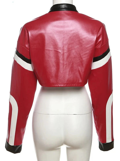 Feline Finesse: Quirky Purrfect Faux Leather Varsity Jacket for Women