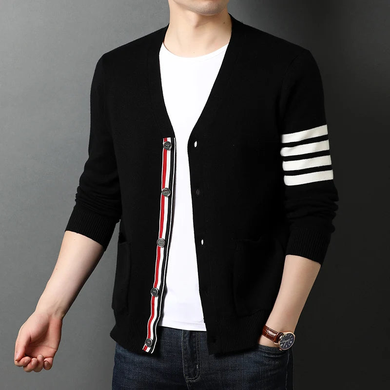 Premium Knitted Men's Cardigan in Black - Autumn/Winter Collection