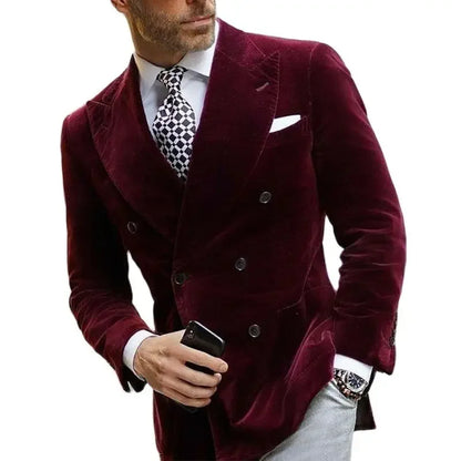 Men's Double Breasted Velvet Blazer