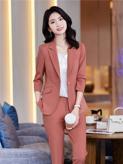 Women's Office Suit Blazer- Pantsuit Solid Color