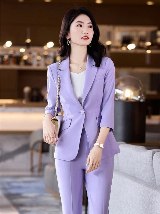 Women's Office Suit Blazer- Pantsuit Solid Color