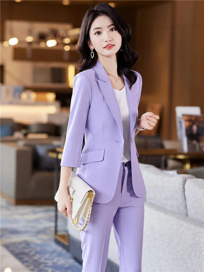 Women's Office Suit Blazer- Pantsuit Solid Color