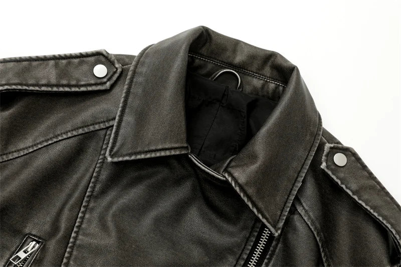 Chic Coal Gray Women's Leather Jacket