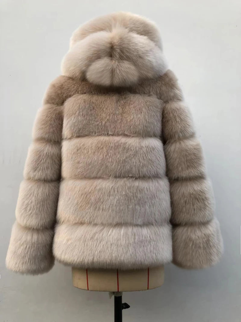 ZADORIN Winter Thick Warm Faux Fur Coat Women Furry Hooded Long Sleeve Faux Fur Jacket Luxury Winter Fur Coats Bontjas